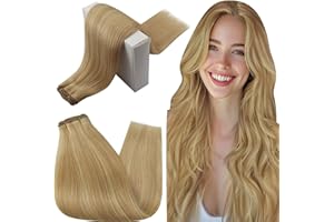 RUNATURE Extensiones Pelo Tejido Cabello Extensions Weft Pelo Humano Real Highlight Blonde #16P24 Sew in Bundles Remy Hair Weft Cabello Natural Humano 16 Pulgadas 100 Gramos