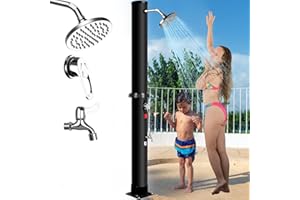 Inoamity Ducha Solar Exterior para Jardín 40L- Ducha Piscina Calentamiento Solar hasta 60°C, con 360° Cabezal de Ducha y Grifo, Fácil Instalación - Ideal para Piscinas, Camping, Playa y Familias