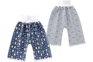 Happy Cherry- Filles Garçons Couvre-Couches Pantalon Anti-Mouillage Toilette Potty Training Shorts Absorbant Taille Haute Anti-Fuites Vêtements Pur Coton Lavable 0-12 Ans