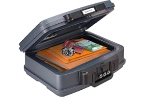 Brihard zertifizierte Dokumentenkassette 2125N, A4 - wasserdichte & feuerfeste Dokumentenbox mit Zahlenschloss, für Wertgegenstände & Dokumente, tragbarer Safe mit Griff – H 16,5 x B 44 x T 36,8 cm