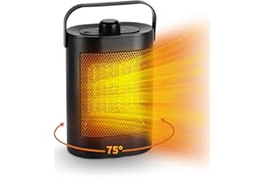 Electric Heater, IVESION PTC Ceramic Portable Fan Heater with Overheating & Tip-Over Protection, 75° Oscillating Energy Efficient Electric Heater for Home, Office, Study, Bedroom