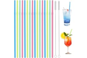 ARTGUTS Straws - Lot de 100 pailles réutilisables en plastique - Pour fête, anniversaire, mariage, smoothies, jus, cocktail