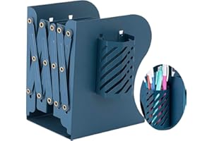 LAUFUNJOY Fermalibri Regolabili in Metallo, Fermalibri in Mensole Antiscivolo Fermalibri Ferma Libri da Mensola, Porta Libri Organizer da Scrivania per Ufficio, Casa, Scuola, Biblioteca (Blu)