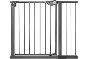 HENGMEI Cancelletto di Sicurezza per Bambini, cani Estensibile 95-105cm Auto Close Fissaggio a Pressione senza Fori Fissaggio a pressione, Nero