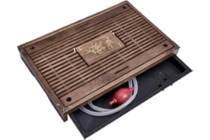 FIRE KIRIN Plateau à thé Kungfu chinois de 43,2 cm, plateaux à thé en bois avec châssis de stockage d'eau pour la maison/le bureau, service à thé Kungfu (marron B)