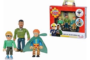 Simba 109251091 Fireman Sam Superhero Figure Set, Policeman Malcom, Norman and James, Fully Movable, 7.5 cm