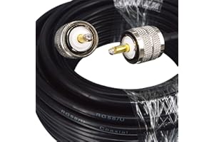 BOOBRIE UHF do UHF Cable 20M RG58/U Cable PL259 Adapter UHF Male to UHF Male Radio Antenna Cable Amateur Radio Cable Low Loss CB Coaxial Cable for Antenna/Radio/Telecom