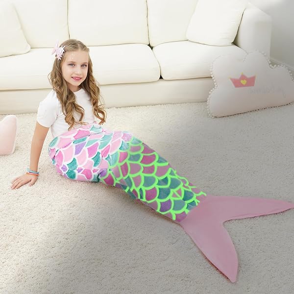 Coperta A Coda Di Sirena In Flanella – Sacco A Pelo Bambina Con Pinne Sfumate, 145x55 Cm, Morbida E Calda Per Tutte Le Stagioni