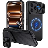 XTCASE Magnetic Case for iPhone 17 Pro MAX [Compatible with MagSafe], Carbon Fiber Case with Built-in Camera Protector and In