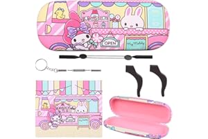 DIKLEY Lovely Cartoon Hard Shell Eyeglasses Cases Girl Protective Case Storage Box With Glasses Cloth Eyeglass Strap for Teen