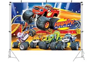 Monster truck Sfondo - simyron Monster truck Tapestry Sfondo Fotografico Decorazione per fotografia Monster truck per feste di buon compleanno Sfondo in vinile decorazione per baby shower 150*100cm