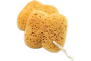 ANGOZO 2Pcs Natural Sea Sponge,Larger Shower Sponges for Women Men, Exfoliating Body Sponge Dense Foam for Gentle & Deep Cleansing, Ultra-Soft for Sensitive Dry Skin
