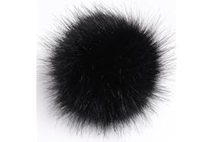 SYSUII 10 Stück 8cm Kunstfell Pompon Fellbommel Pompon Bommel für Mützen Beanies Fellbommel Fellpompon Künstlicher Haarball für Tasche Anhängern Schlüsselanhänger Dekoration Bekleidung Zubehör -Schwarz