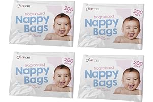 DIVCHI Lot de 4 paquets de 200 sacs à couches jetables pour bébé - Antibactérien - Parfumé - Faciles à nouer - Pour voyage
