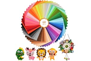 FOROREH 60 Farben Filzstoff,15 * 15cm Bastelfilz Farbig Filz Blätter, Polyester Felt Fabric Filzplatten zum DIY Handwerk Nähen Vliesstoff Stoff Filzplatten Handwerk für Kinder