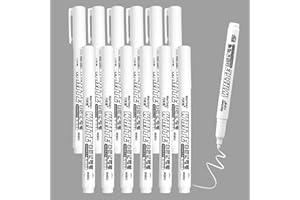 WINKIO Weiße Acrylstifte 12 PCS, 2-3mm Fine Tip Permanent Marker, Wasserfest Lackstift Weiß für Steine, Keramik Holz Metall Papier Glas Stoffe Kunststoff Leder