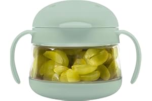 Ubbi Tweat No Spill Snack Container for Kids, BPA-Free, On The Go No Mess Snacks, Must Have Toddler Travel Accessories, Toddler Snack Container with Handles, Sage Green