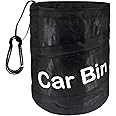 Uoking Car Bin - Portable Collapsible Car Trash Can Pop-up Waterproof Car Bin Tidy with 1 Hook Hanging Car Rubbish Bin for Front/Back of Car - Black