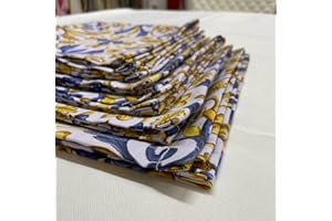 TESSILE & SERVICE SRL T&S SET 6 Tovaglioli Stoffa Riutilizzabili in 100% cotone naturale. Perfetti per un mise en place allegro e gioioso. Art.Maioliche colore blu/bianco/giallo Misura 45x45 cm - IN OFFERTA - MADE ITALY