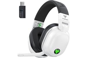 WESEARY Wireless Gaming Headset for PS4, PC, Switch, Mac 2.4GHz Crystal Stereo Bluetooth Gaming Headphones with Microphone, Wireless Headset for PS5, Lossless Audio, 50-Hour Battery