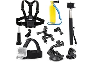 TEKCAM Zestawy akcesoriów kompatybilne z Gopro Hero 11 10 9 8 / APEMAN/Crosstour/AKASO wodoodporny pasek na głowę do kamery sportowej pas uprzęży piersiowej pływający uchwyt ręczny uchwyt rowerowy uchwyt uchwyt na rolkę