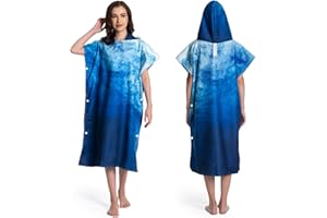 MOKANI Peignoir à langer Poncho à capuche pour piscine, plage, surf, séchage rapide et poids léger pour adultes, femmes et hommes (avec boutons, 108 x 82 cm)