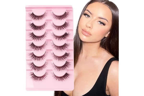 Glowing Win Faux Cils Naturel Bande Transparente Minces 7 Paires 3D Faux Cils Oeil de chat Reutilisable Cat Eye Fake Lashes Moelleux faits à la main Mink Fluffy False Eyelashes