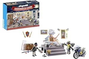 PLAYMOBIL 71347 Calendrier de l'Avent - Police- La magie de Noël - 24 fenêtres à ouvrir en attendant Noël, jouet avec décor pour enfants à partir de 4 ans