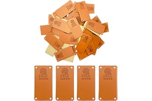 WIYOULD 40 Pcs PU Leather Label Faux Leather Handmade Sew on Tag Label Handmade Embossed Tag Embellishment Crochet Knit DIY Jeans Bags Shoes Hat(Yarnball P2)