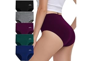 IceReco Unterhosen Damen Baumwolle 5er Pack Hohe Taille Slips Unterwäsche Atmungsaktiv Stretch Weich