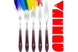 Siumir 11 Stück Palette Messer Set,Strukturpaste, 5 Malen Palettenmesser und 6 Spachtel für Acrylmalerei, Ölgemälde, Gouache, Aquarell, Felsmalerei