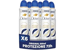 Dove Deodorante Spray Advanced Care Original, con Formula Idratante e Delicata sulla Pelle, Senza Alcol, Pelle Asciutta Fino a 72 Ore, Deodorante Uomo e Donna, 6 Pezzi da 200ml