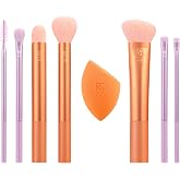 Real Techniques Flatten Brush and Sponge Set, Makeup Brushes for Eyeshadow, Foundation, Blush and Bronzer, Professional