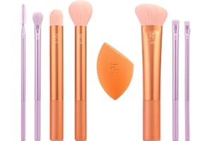 REAL TECHNIQUES Level Up Brush And Sponge Kit, Makeup Brushes For Eyeshadow, Foundation, Blush, & Bronzer, Makeup Blending Sponge, Makeup Tools, Synthetic Bristles, 9 Piece Set, 1 count