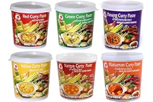 Cock Brand - set da degustazione Currypasten 6er Pack (6 x 400g) - 6 varietà, 1 lattina ciascuno