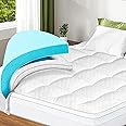 VALUXE Dual Layer 4 Inch Memory Foam Mattress Topper Queen Size,3 Inch Cooling Gel Memory Foam and 1 Inch Down Alternative Pillow Top with 8-21 Inch Deep Pocket