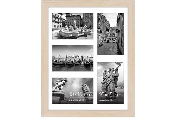 Americanflat 28x36 cm Collage Fotoram med Splittersäkert Glas - Passar Tre 10x15 cm Foton eller Ett 28x36 cm Foto - Signature