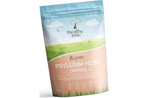 Organic Psyllium Husk (Whole) by TheHealthyTree Company - High Fibre Prebiotic - Pure Vegan Organic Psyllium Husks (500g)