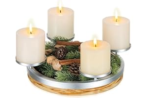 ‎ROMADEDI Romadedi Advent Kerzenhalter Adventskranz Holz: adventkranz modern adventskerzenhalter für adventskerzen Adventsgesteck Tischdeko Kerzentablett rund adventstablett für weihnachtsdeko innen adventsdeko