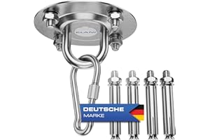 ELANI - Deckenhaken Schwerlast aus Edelstahl mit bis zu 400kg Tragkraft - Boxsack Halterung, Aufhängung Hängesessel, Schaukelhaken & Schwerlasthaken, Haken Decke für Boxsack Aufhängung & Hängehöhle