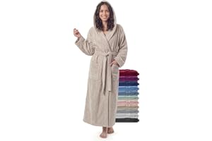 JAZZYLAB Badrock Dam Lång med Luva 100% Bomull Frotté 380 g/m² Bastu | Skön mjuk känsla mot huden och hög absorptionsförmåga för avkoppling efter dusch eller bad - en perfekt present till henne