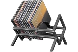 COWISH Vinyl Record Rack Stand, Record Storage Holder - Metal Record Stand 80-100 LP Storage Vinyl Organizer for Albums Audio Easy to Assemble Black