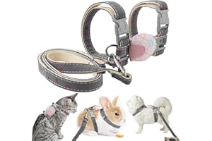 QIQN Kaninchen Geschirr Hasengeschirr Verstellbare Hasen Geschirr Katzengeschirr Nylon Kaninchengeschirr mit Leine für Kaninchen Kätzchen Welpe Hamster Kleintiere Wanderungen Outdoor (M)