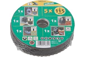 wolfcraft 1663000 - Kit découverte de 5 Disques pour meuleuses - Diamètre 115 mm