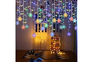 AUAUY Kurtyna świetlna z płatkami śniegu, USB, oświetlenie bożonarodzeniowe, 8 trybów świecenia, kurtyna świetlna, 4 m, 96 diod LED, nastrojowe światło, IP44, łańcuch świetlny do użytku wewnątrz i na