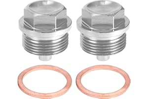 A ABSOPRO 2 Satz M24x1,5 Ölablassschraube, magnetische Aluminiumlegierung Ölablassmutter mit 2 Unterlegscheiben für Auto, Motorrad, Silberton
