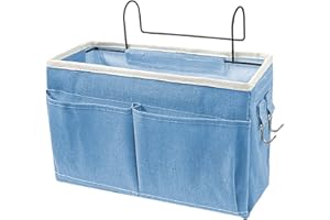 ZFKXGS Organisateur de Chevet Suspendu Panier de Rangement Suspendu Poche de Lit Organisateur Sacs de Chevet Sac de Rangement Étanche pour Téléphone Télécommande Journal Stylo Magazine (Bleu)