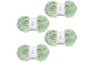Pretty Jolly - Lot de 4 écheveaux de fil en fausse fourrure super doux et moelleux pour crochet, tricot, polyester (vert)