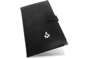 The Masonic Collection - Soft Faux Leather Ritual Book Cover - Library Size - Square and Compass - Tan PU Leather Inside - A Perfect Masonic Gift Accessory for Freemason Men