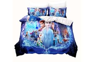 LKFFHAVD Anime Frozen Bettwäsche, Cartoon Anna Und ELSA Bettwäsche 135 X 200 cm, Frozen Bettbezug Mit Kissenbezug Geeignet Für Kinder Mädchen (135 x 200CM,3)